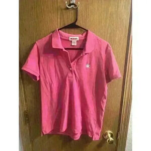 Boast Pink Pot Leaf Logo Golf Tennis Pickleball Polo Top L